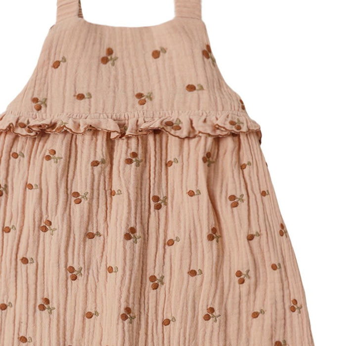 Rylee & Cru - Organic Sleeveless Peplum Romper - Embroidered Cherries-Footies + Rompers (Fashion)-0-3M-Posh Baby