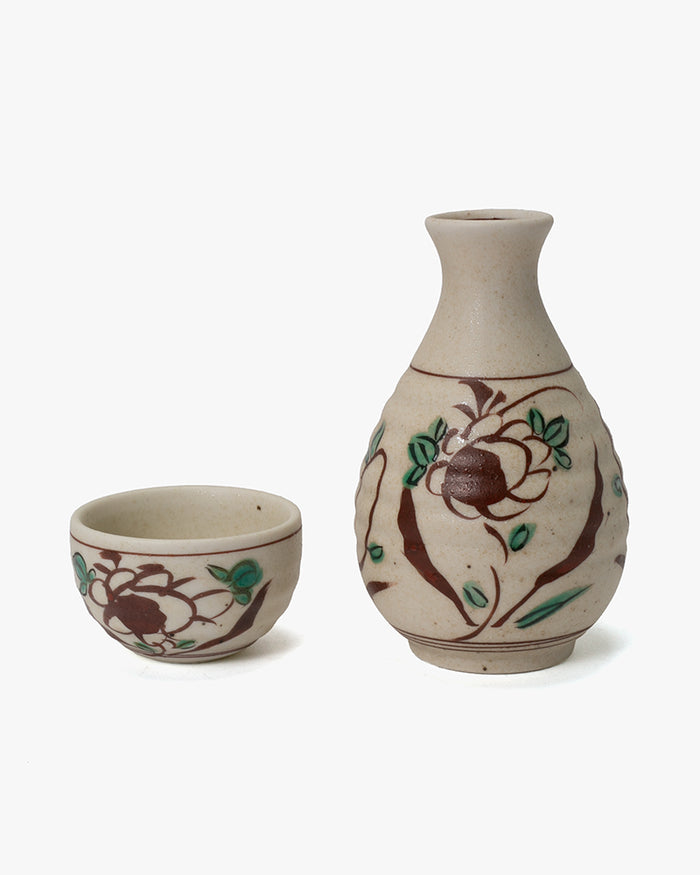 Sake Cup, Ichiyama, Hand-Painted Akae Floral