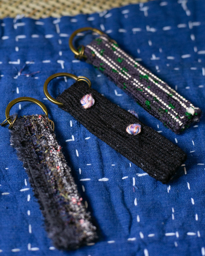 Sakiori Keychain, Nitta Textile Arts Inc., Hand Woven, Dark