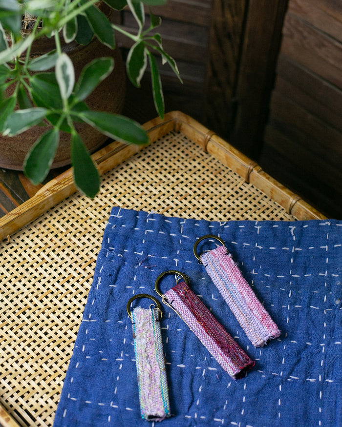 Sakiori Keychain, Nitta Textile Arts Inc., Hand Woven, Rose