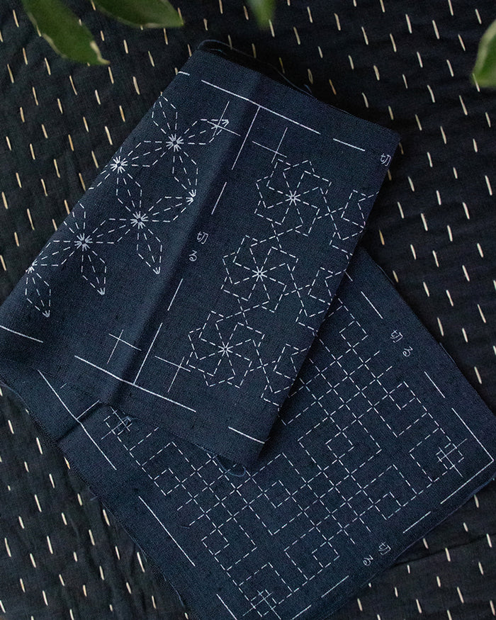 Sashiko Coaster Kit, Kofu Tsumugi, Navy