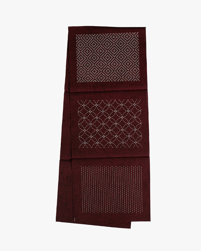 Sashiko Patch, Kofu-Tsumugi, Deep Red