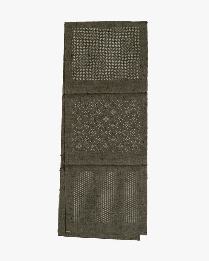 Sashiko Patch, Kofu-Tsumugi, Mouse Gray