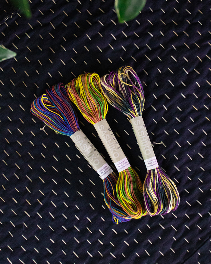 Sashiko Thread, Multi Color,  Blue Yellow