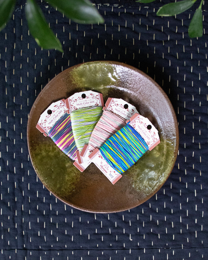 Sashiko Thread, Multi Color Mix, Pink Gray