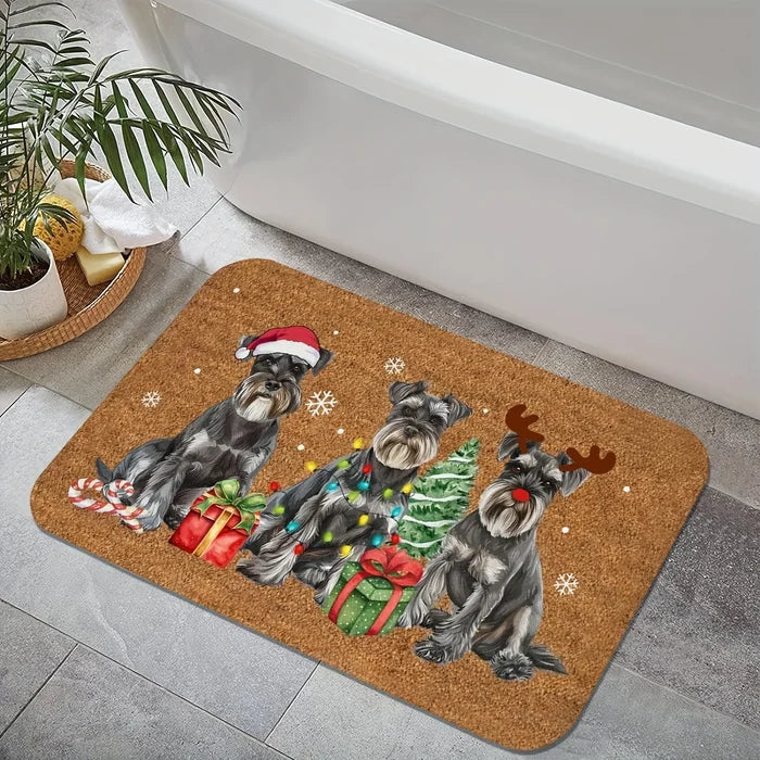 Schnauzer Christmas Door mat