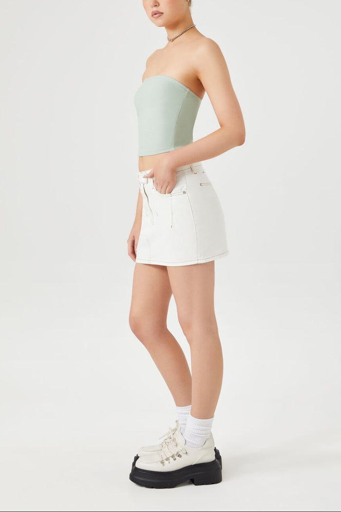 Seamed Denim Mini Skirt