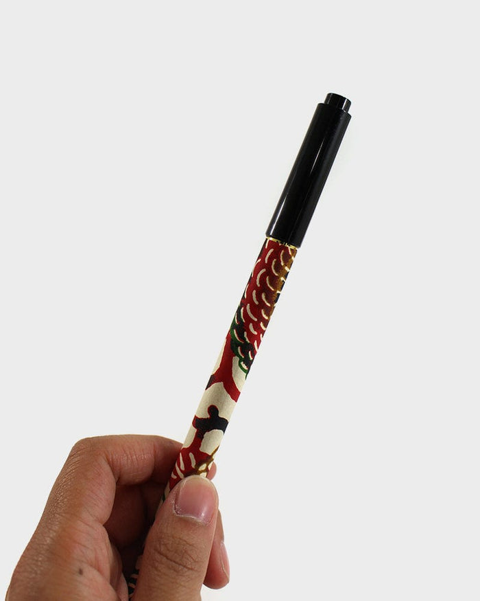 Shogado Calligraphy Brush Pen, Classic Series #12, Red Katazome Kiku