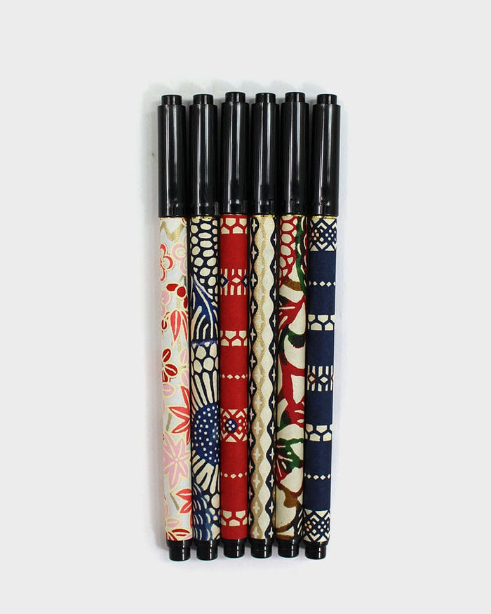 Shogado Calligraphy Brush Pen, Classic Series #12, Red Katazome Kiku