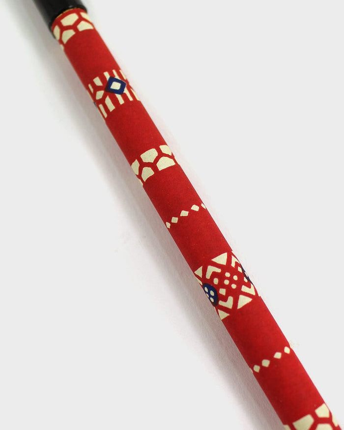 Shogado Calligraphy Brush Pen, Classic Series #3, Red Geometric Pattern