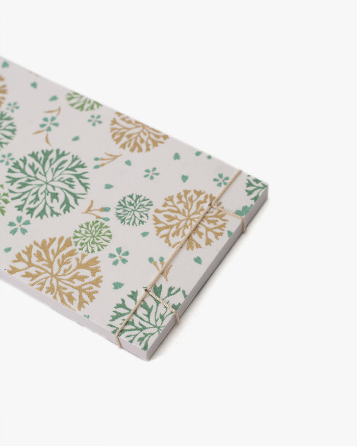 Shogado Memo Pad, Chic Series #5 Green and Gold Yuki Kessho
