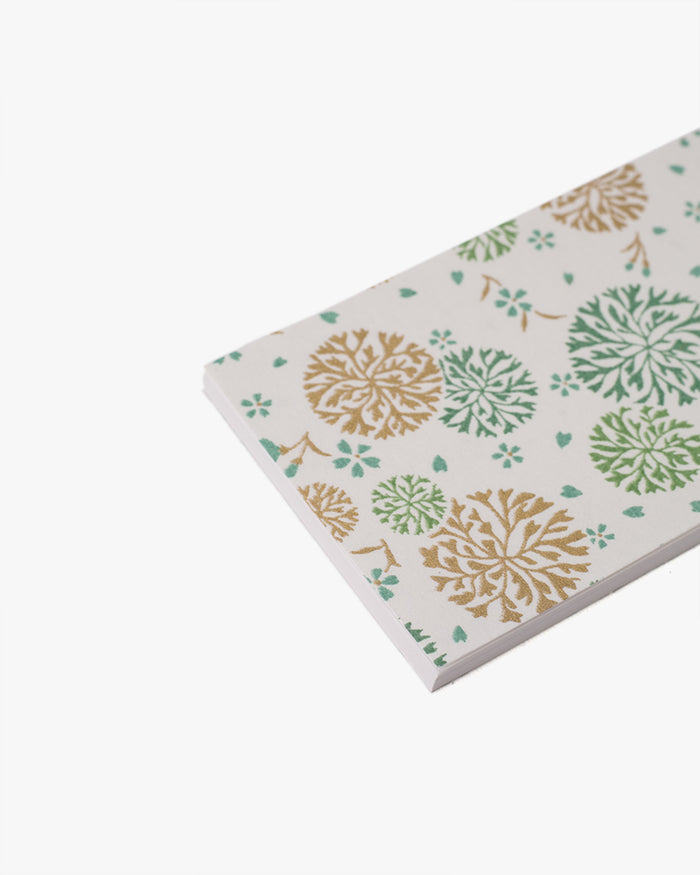 Shogado Memo Pad, Chic Series #5 Green and Gold Yuki Kessho
