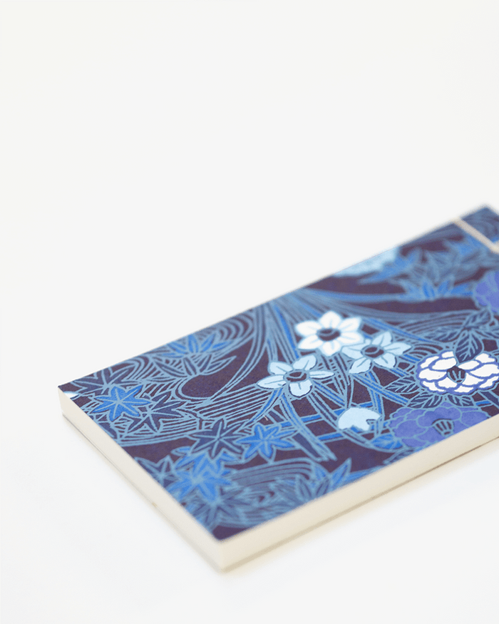 Shogado Memo Pad, Classic Series #12, Shades of Blue, Multi Floral Pattern