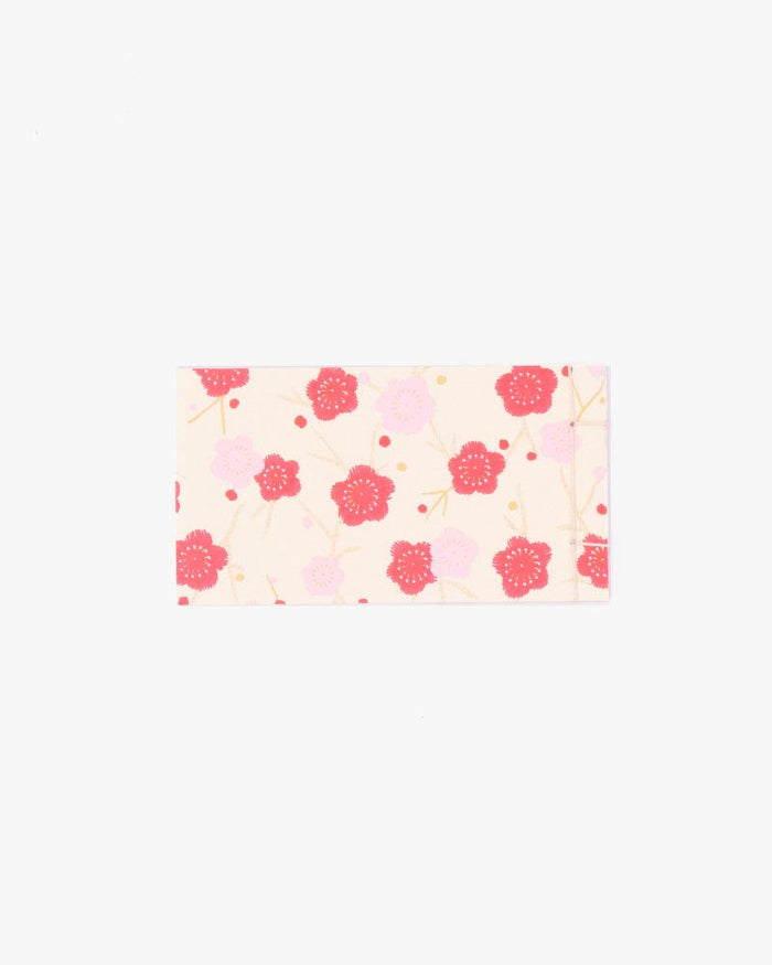 Shogado Memo Pad, Classic Series #14, Cream with Red and Pink Ume