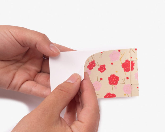 Shogado Memo Pad, Classic Series #14, Cream with Red and Pink Ume