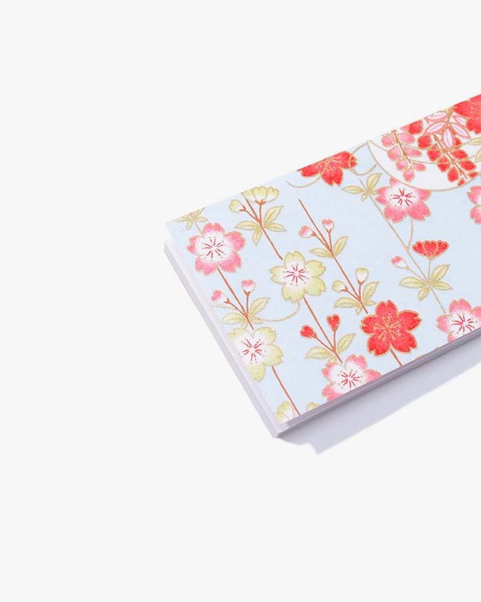 Shogado Memo Pad, Classic Series #20, Pale Blue with Red and Green Sakura