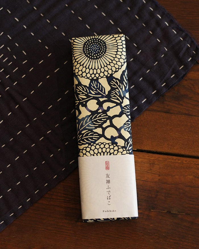 Shogado Pencil Box, Classic Series #20, Blue Katazome Kiku