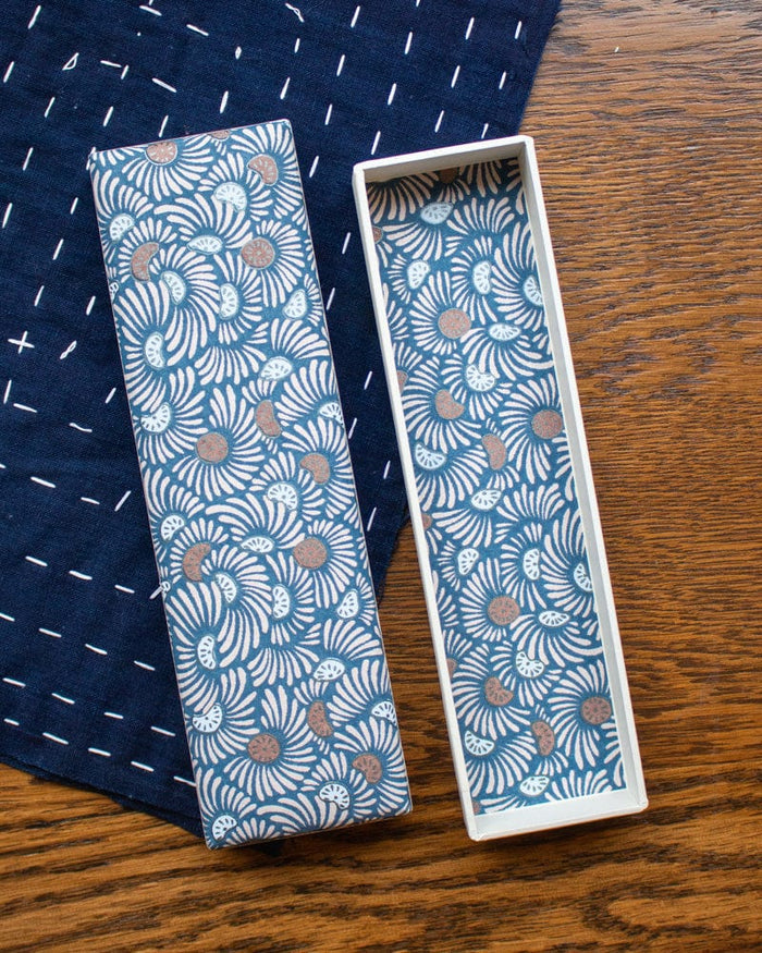 Shogado Pencil Box, Ginger Series, Flower Blue