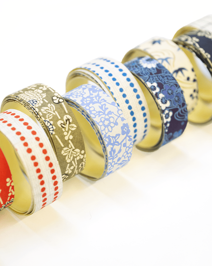 Shogado Washi Tape, Yuzen Series #22, Shades of Blue, Multi Floral Pattern