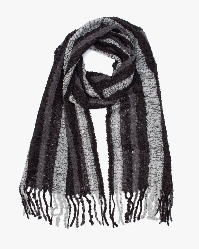 Shupaca Alpaca, Fringe Boucle Scarf, Charcoal