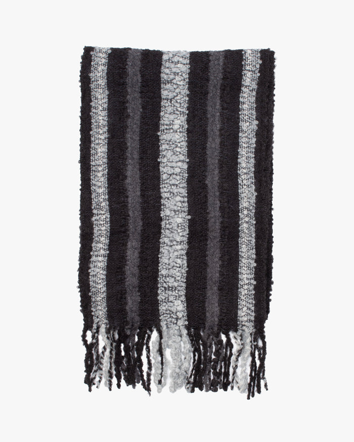 Shupaca Alpaca, Fringe Boucle Scarf, Charcoal