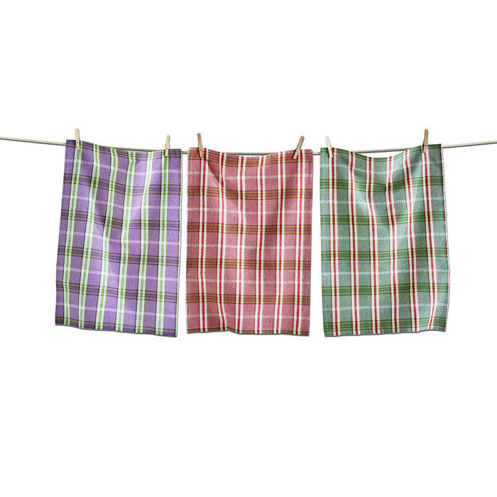 Sierra Plaid Dishtowel Set/3 Multi Harvest Cotton Fall