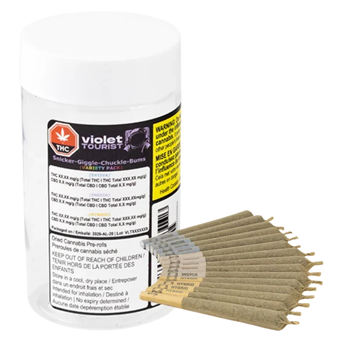 Violet Tourist 15 g Snicker-Giggle-Chuckle-Bums Variety Pack PR 15 x 1 g Pre-Rolls