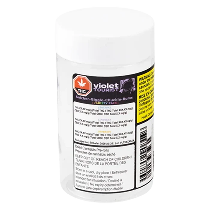 Violet Tourist 15 g Snicker-Giggle-Chuckle-Bums Variety Pack PR 15 x 1 g Pre-Rolls