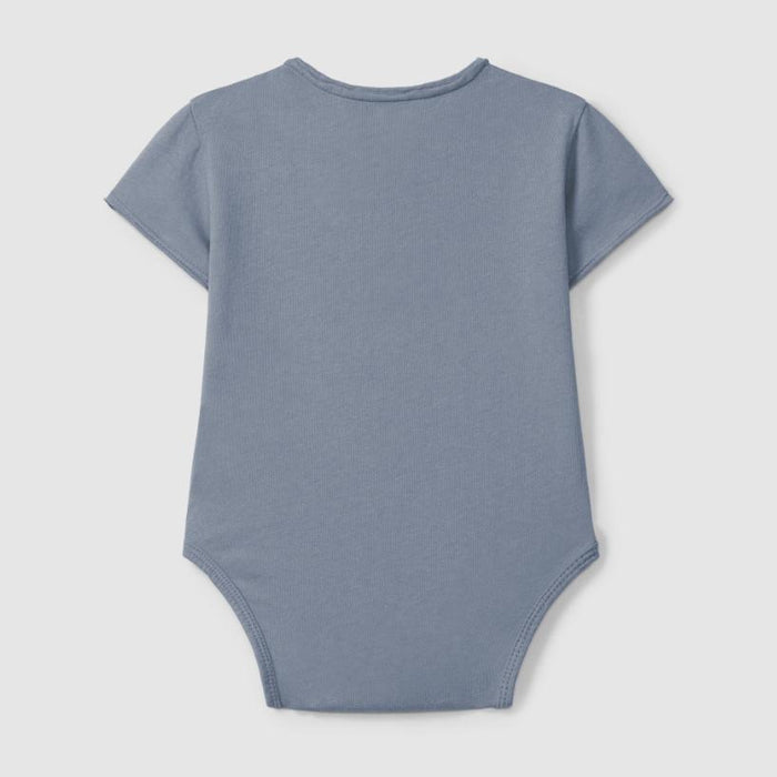 Snug - Organic Short Sleeve Henley Bodysuit - Storm Blue-Onesies-0-3M (1M)-Posh Baby