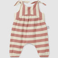 Snug - Tie-Strap Romper - Terracotta Stripe-Footies + Rompers (Fashion)-3-6M (3M)-Posh Baby