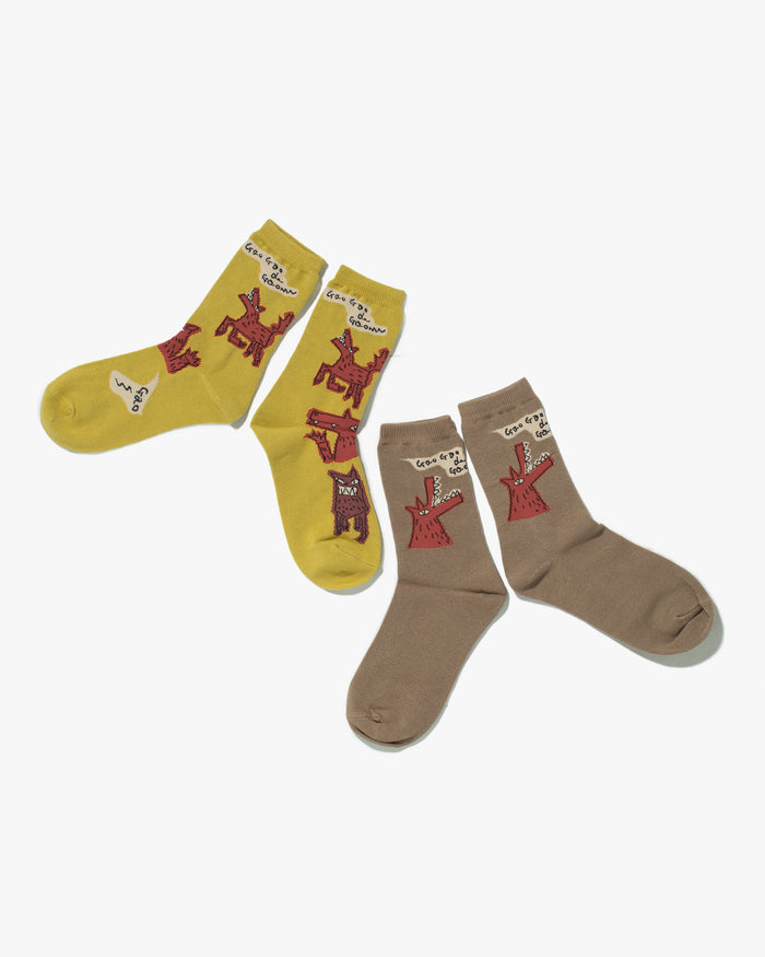 Socks, Bisque, CDF Etendue, Set of Two Pairs, Red Wolf