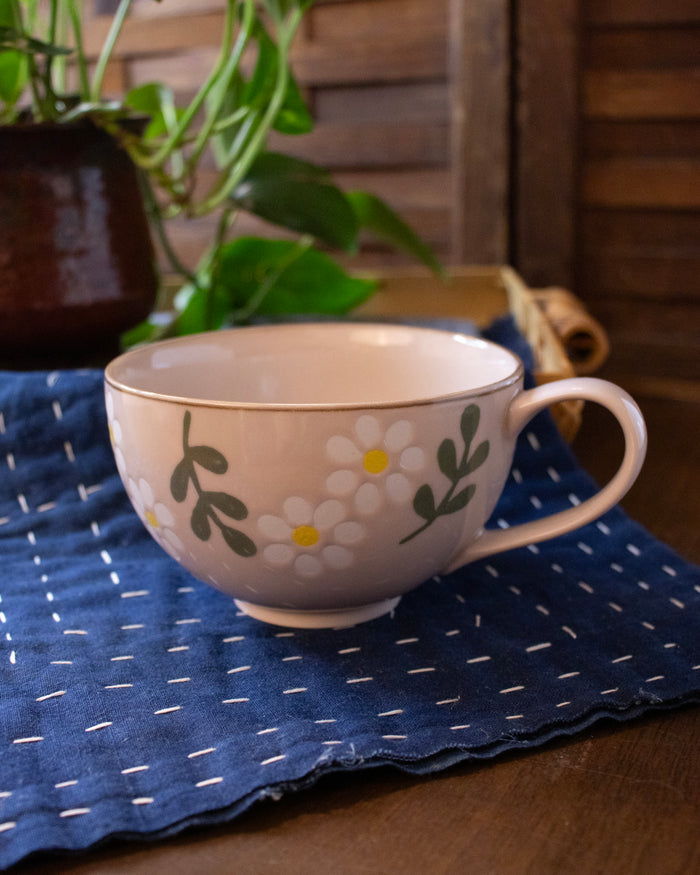 Soup Mug, Bisque, Hanamoe Series, Flowers
