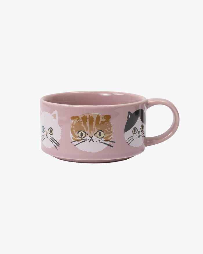 Soup Mug, Bisque, I Love Cat Series