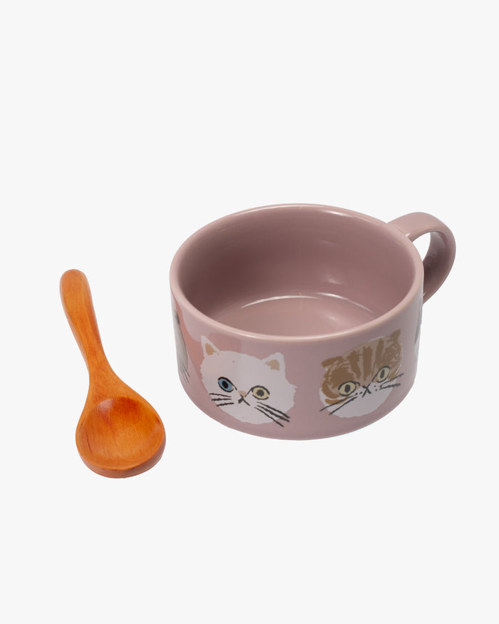 Soup Mug, Bisque, I Love Cat Series