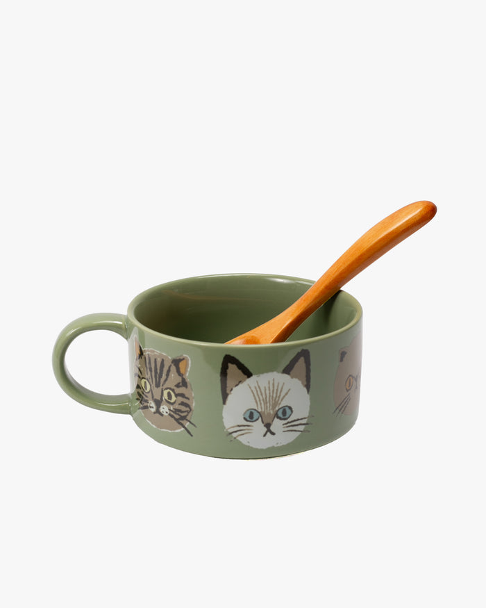 Soup Mug, Bisque, I Love Cat Series