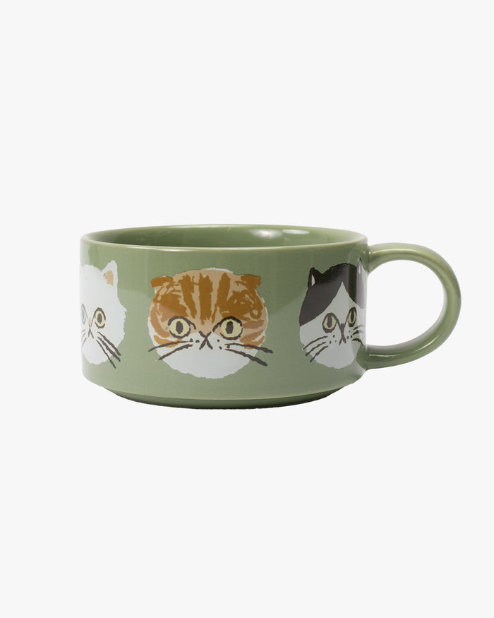 Soup Mug, Bisque, I Love Cat Series