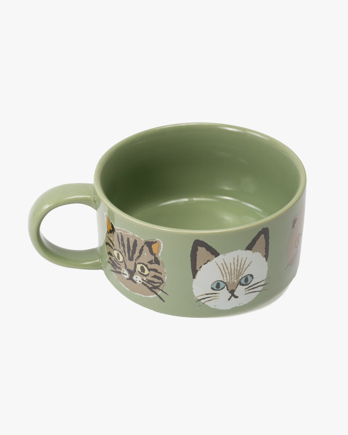 Soup Mug, Bisque, I Love Cat Series