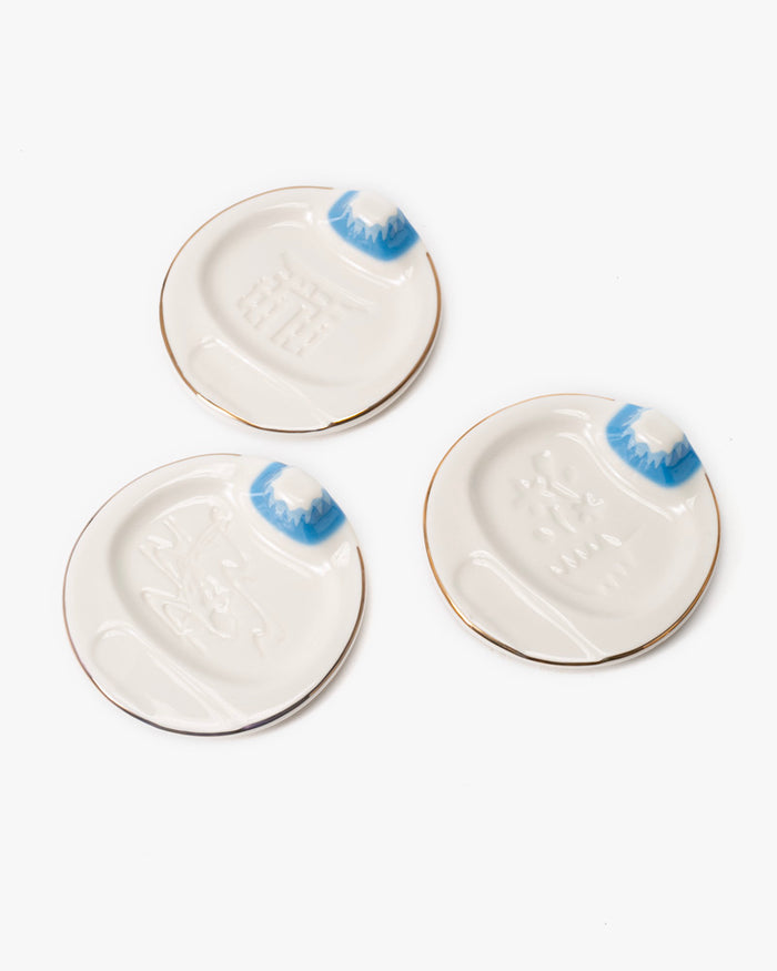 Soy Sauce Plate, Arutha, Mt. Fuji with Japanese Traditional Patterns