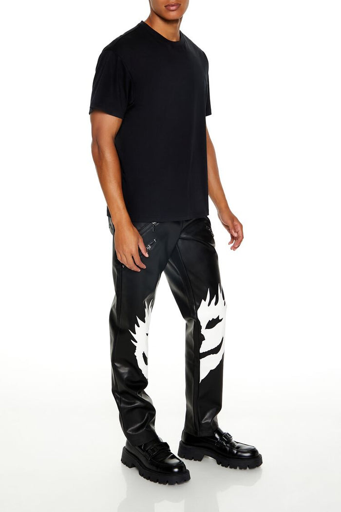 Split Face Faux Leather Pants