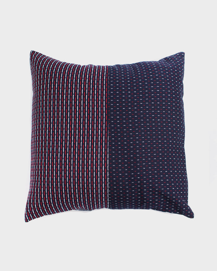 Split Pillow, Indigo, Red & White Dash