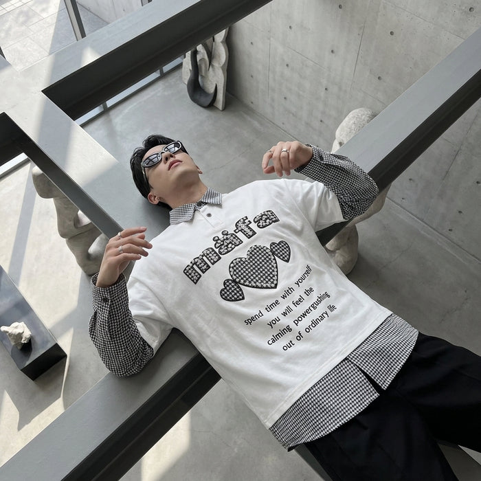 Sweat à capuche rétro sportif noir et blanc - Koreanxwear