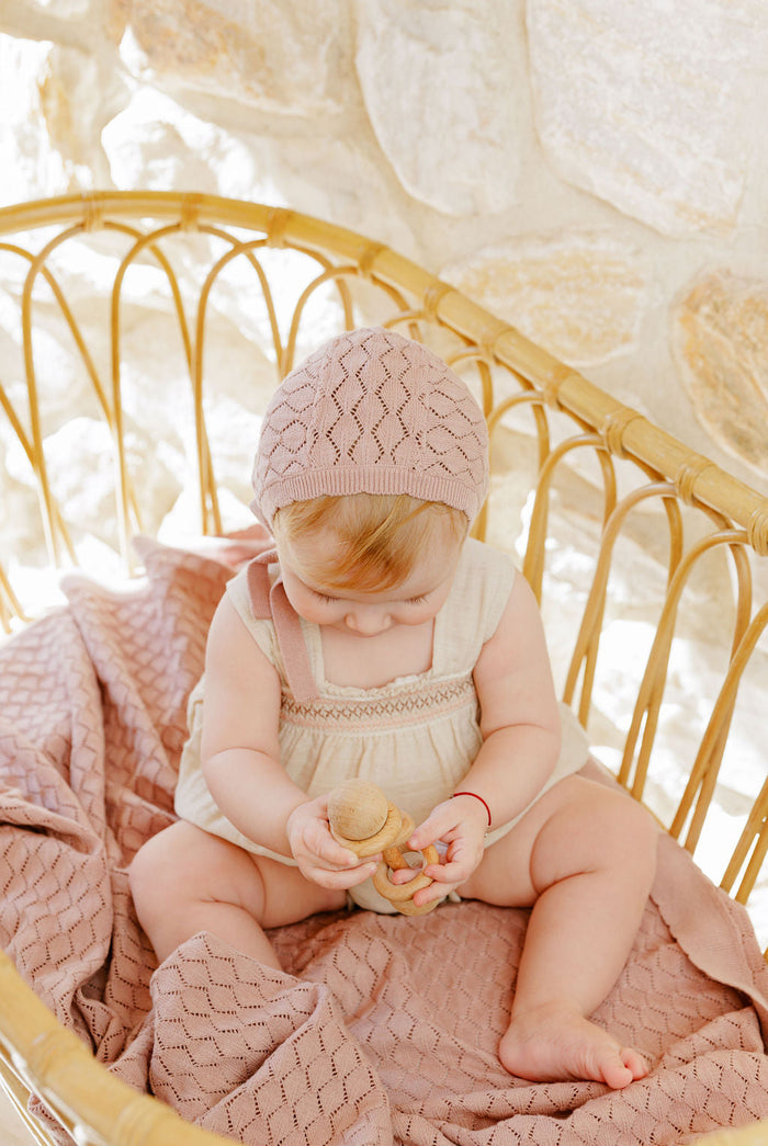 Stitch  Collection -  Diamond Pointelle Knit Blanket