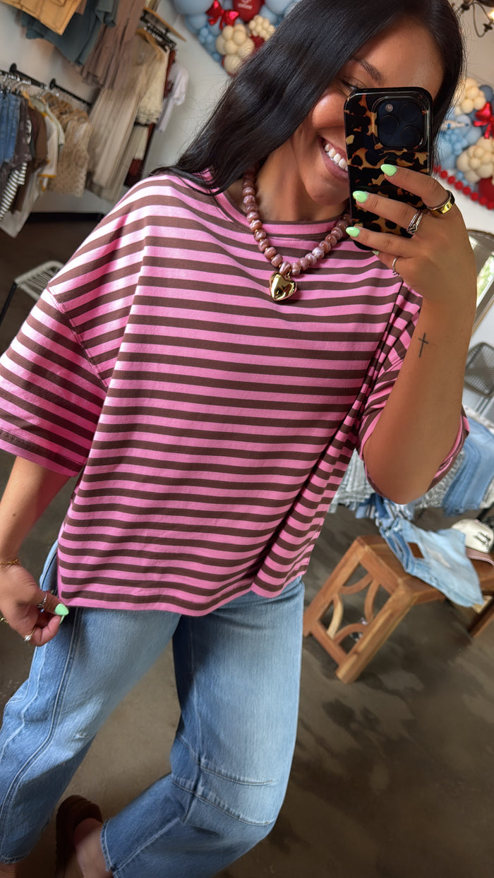 Strawberry Mocha Striped Tee