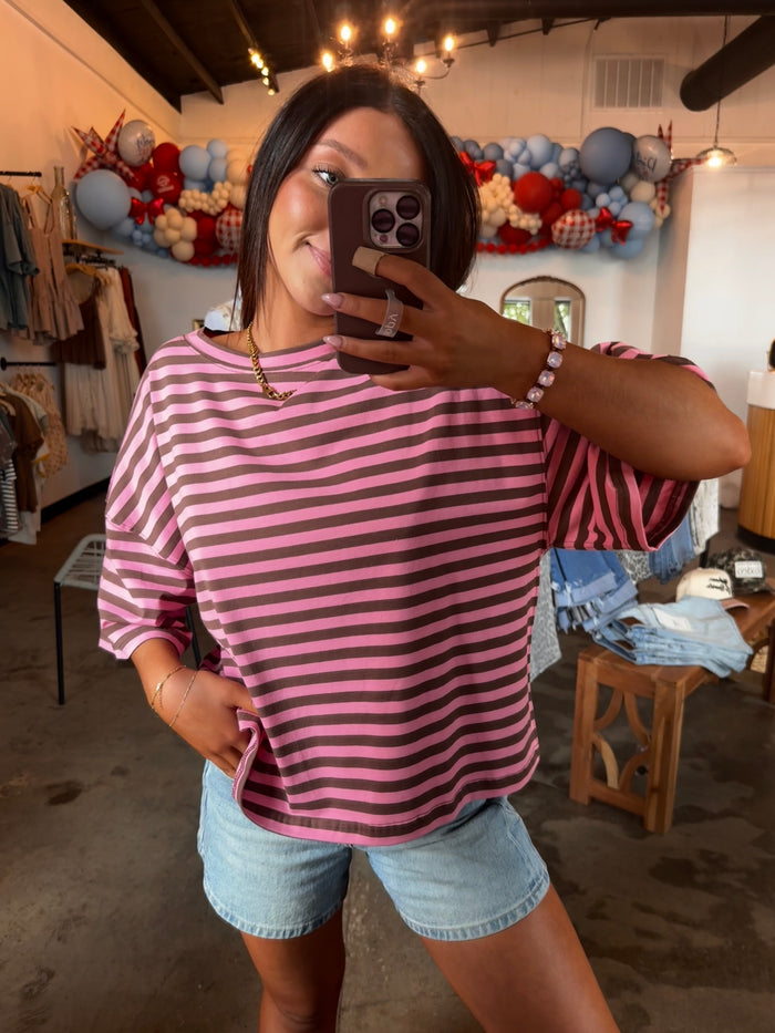 Strawberry Mocha Striped Tee