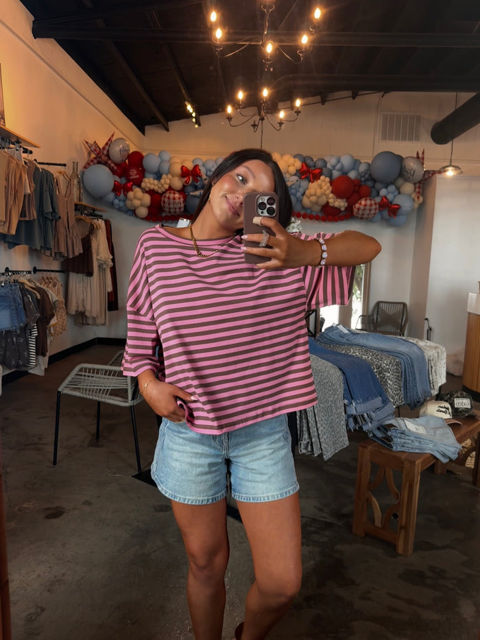 Strawberry Mocha Striped Tee
