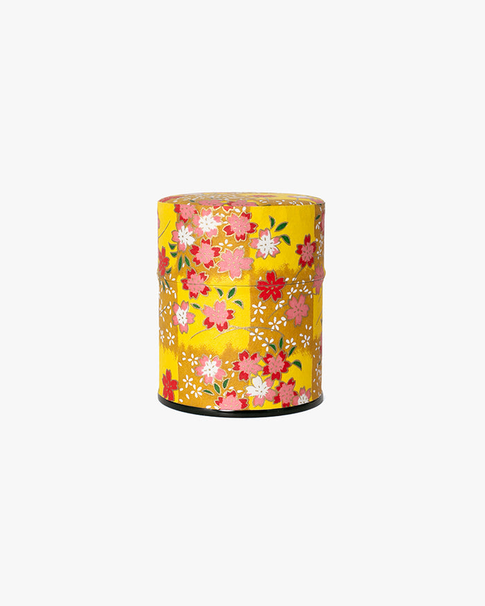 Tea Canister, Theanine, Washi Paper, Yellow and Mustard