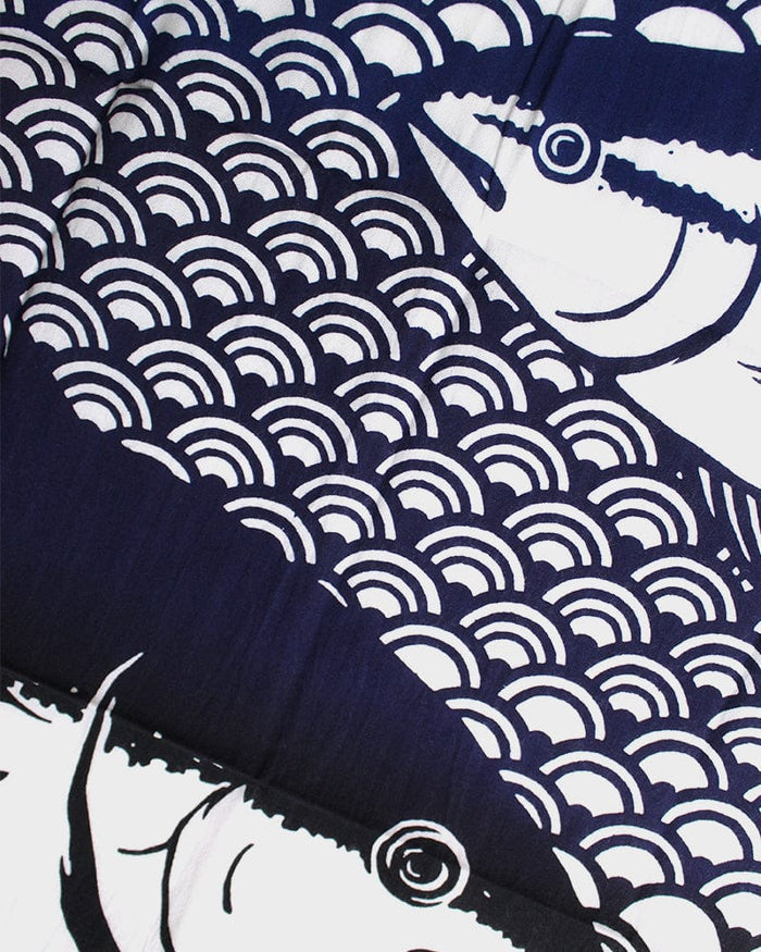 Tenugui, Chusen-Zome, Blue Gradient with Fish