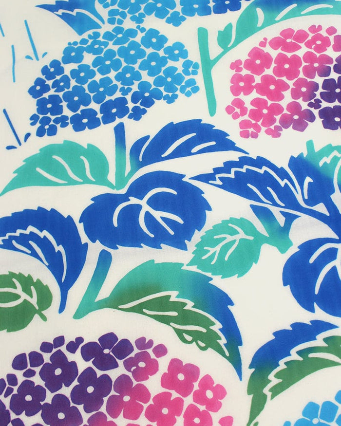 Tenugui, Chusen-Zome, Colorful Hydrangea and Frogs