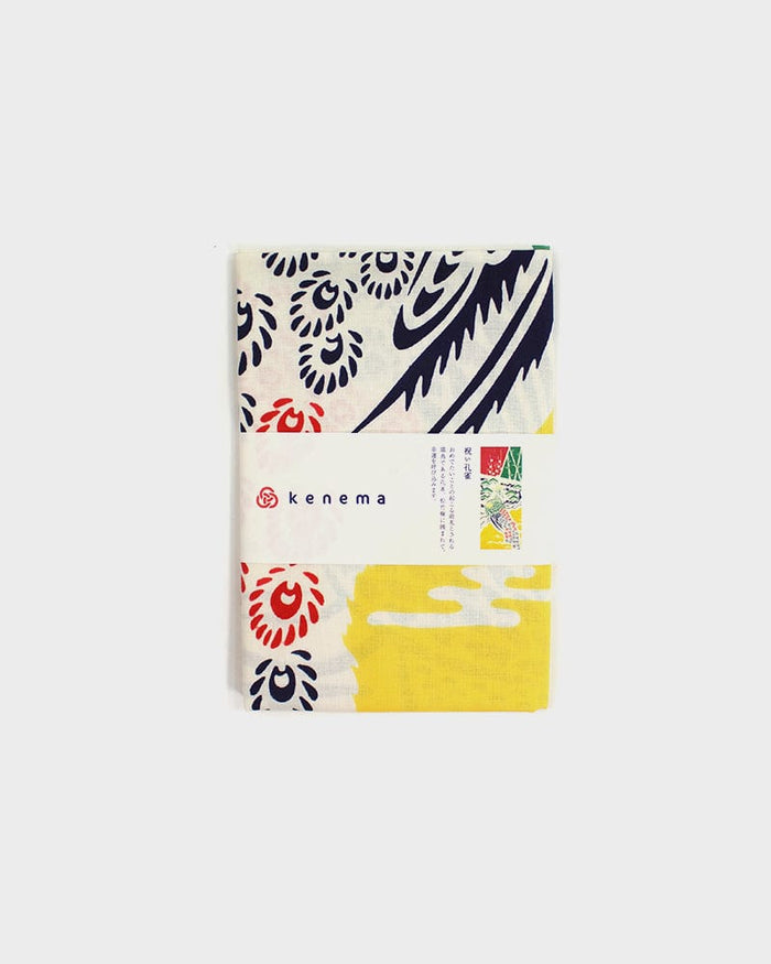 Tenugui, Chusen-Zome, Peacock, Plum, Pine and Bamboo