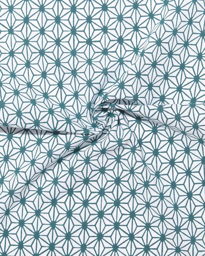 Tenugui, Chusen-Zome, Teal Large Asanoha